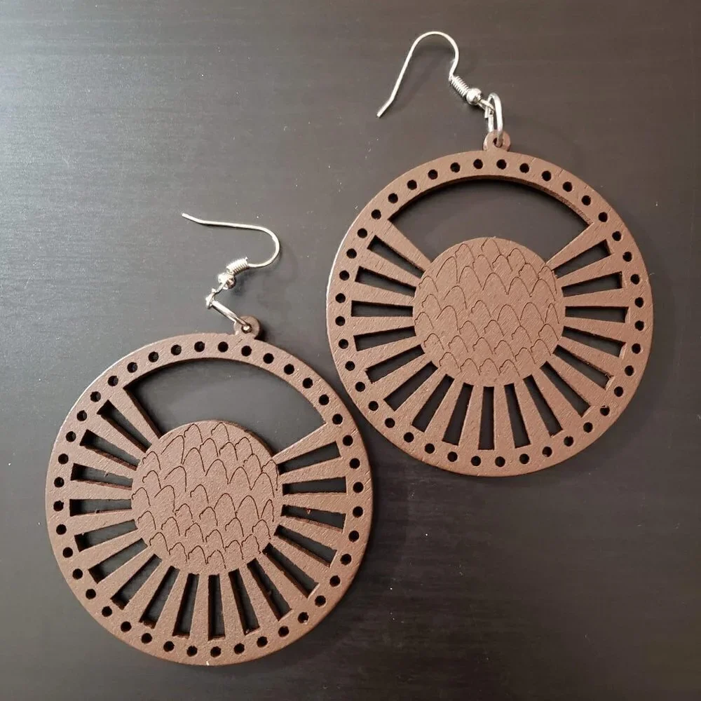 Bohemian Wooden Drop Lightweight Dangle Earrings - Picture 9 of 9